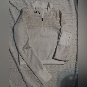 DSG Cream and White Quarter-Zip Sweater